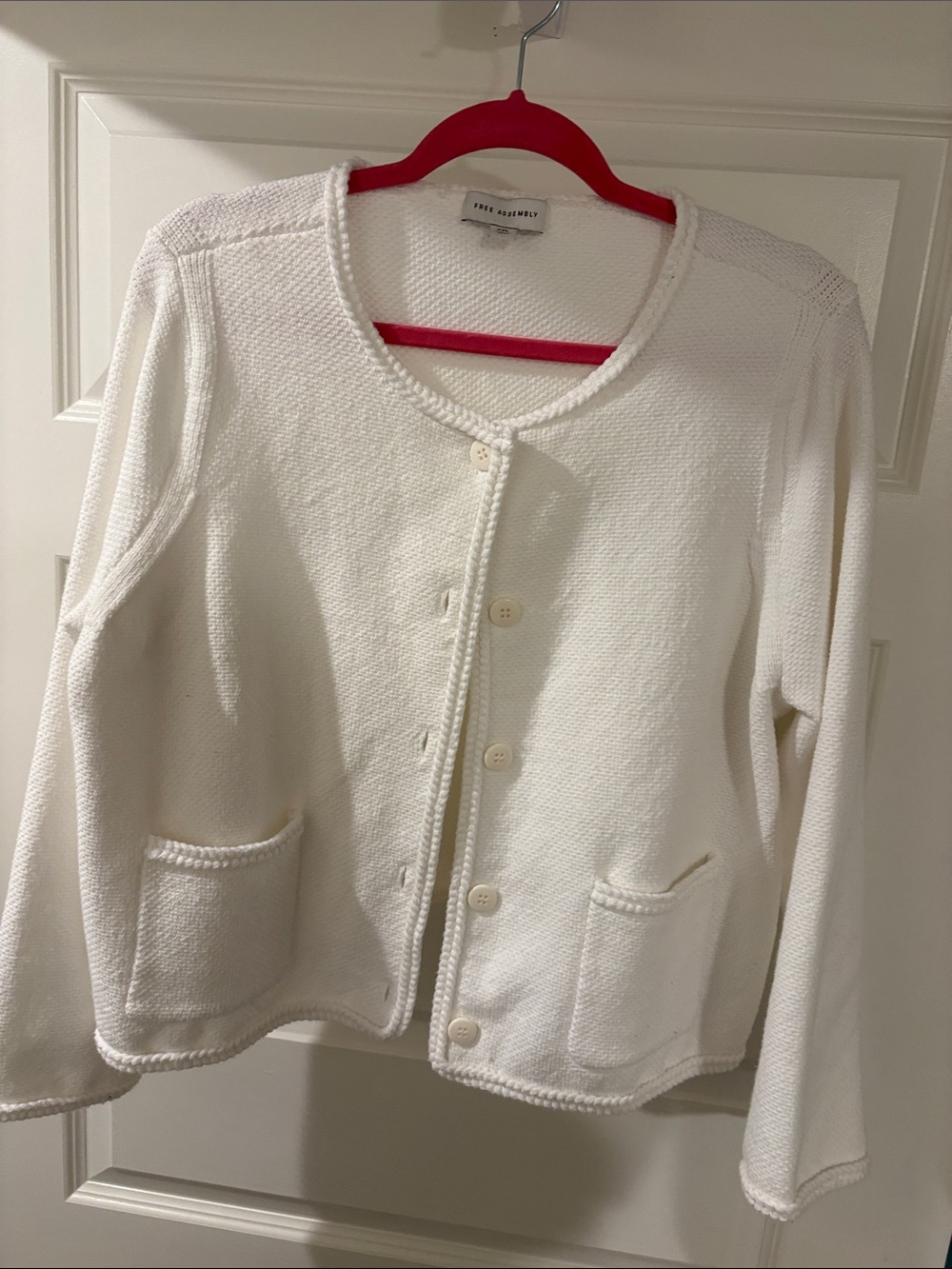 White Textured Button-Front Women's Jacket by Vince Camuto